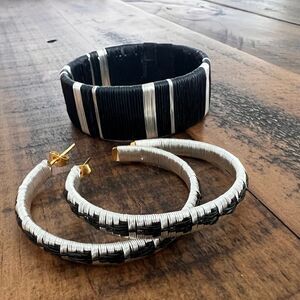 HANDCRAFTED Two Bracelet Set Pair Of Earrings Gold Plate Cord Warregue
Material